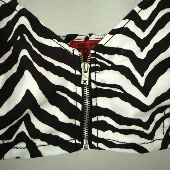 Tripp NYC Daang Goodman Zebra Striped Cotton Bra Top - Picture 3 of 7